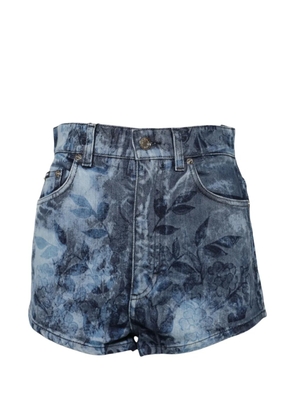 Dolce & Gabbana floral-print denim shorts - Blue