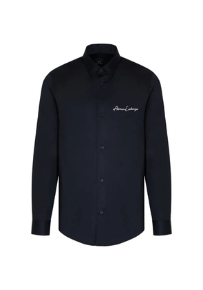 Armani Exchange logo-embroidered long-sleeve shirt - Black
