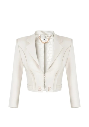 Elisabetta Franchi chain-detail cropped blazer - Neutrals
