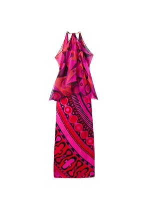 PUCCI Occhi-print satin and chiffon dress - Pink