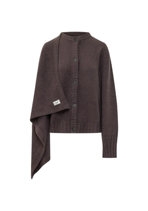 The Attico asymmetric draped cardigan - Brown