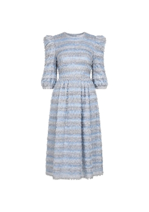 Dolce & Gabbana fringe-detail striped midi dress - Blue