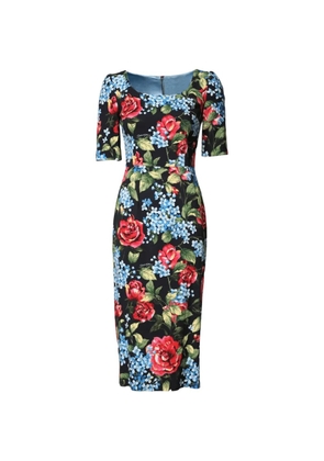 Dolce & Gabbana floral-print scoop-neck dress - Black