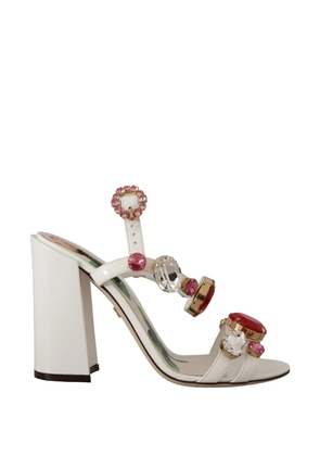 Dolce & Gabbana patent leater heeled sandals - White