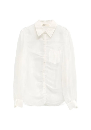 KHAITE ruched chest-pocket shirt - White