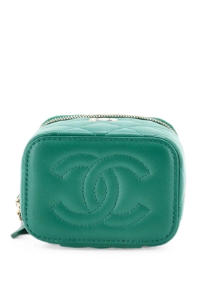 CHANEL Pre-Owned Classic Top Handle Vanity Case with Chain Quilted Lambskin Mini crossbody bag - Green
