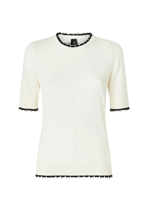 PINKO contrast-trim frayed top - Neutrals