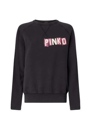 PINKO logo-print swan-print sweatshirt - Black