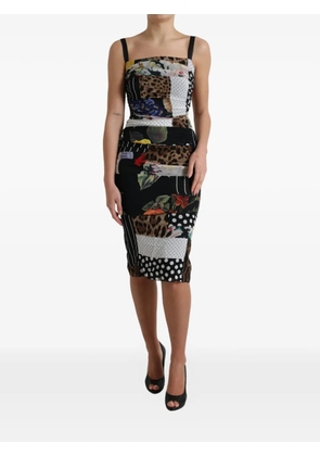 Dolce & Gabbana patchwork floral-print midi dress - Black