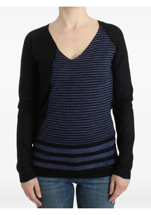 Costume National striped V-neck sweater - Black