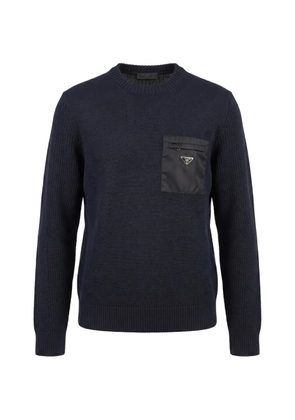 Prada logo-plaque zip-pocket sweater - Blue