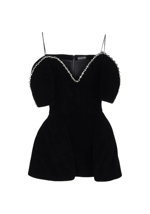 David Koma embellished-trim velvet mini dress - Black