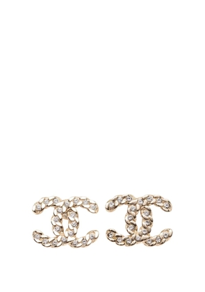 CHANEL Pre-Owned 2019 CC Gold Plated Strass Twisted Chain Link Bullet Back Earrings costume earrings