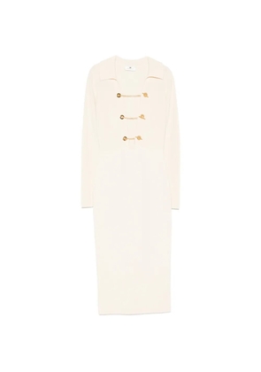 Elisabetta Franchi gold-tone chain-link detail midi dress - Neutrals