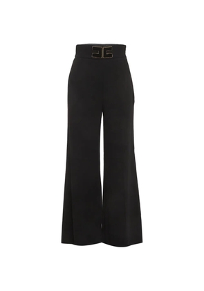 Elisabetta Franchi logo-detail wide-leg trousers - Black