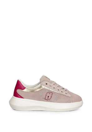 LIU JO rhinestone-logo suede sneakers - Pink