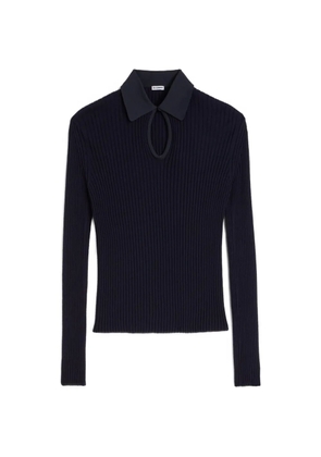Jil Sander ribbed-knit polo top - Blue