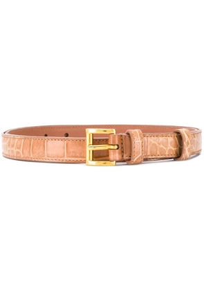Prada embossed slim belt - Brown