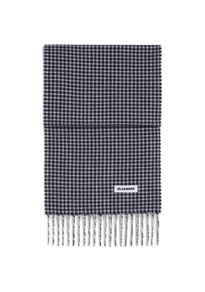 Jil Sander micro-checkered handknit scarf - Blue