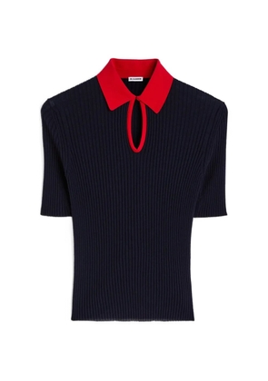 Jil Sander ribbed lightweight wool sweater - Blue