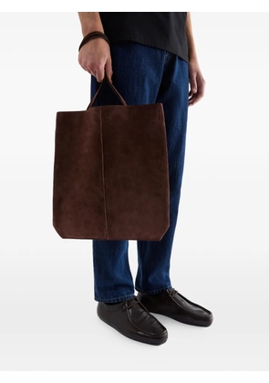 Jil Sander Linea piped suede tote bag - Brown