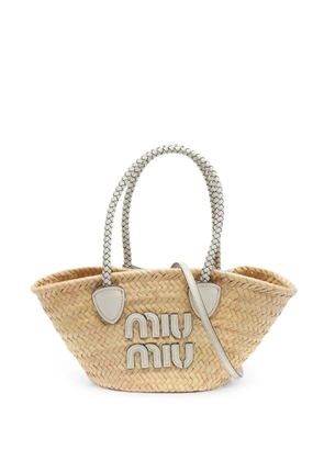 Miu Miu Pre-Owned logo basket tote bag - Neutrals