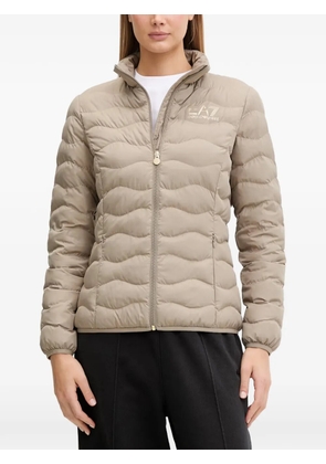 Ea7 Emporio Armani quilted logo-print jacket - Neutrals