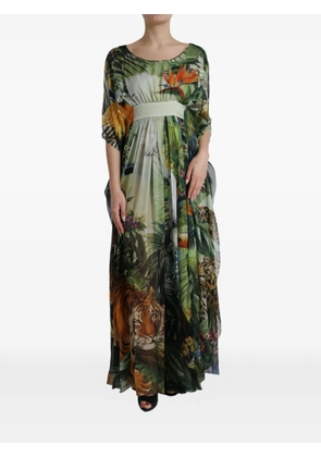 Dolce & Gabbana jungle-print silk-chiffon dress - Green