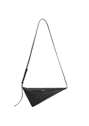 Jil Sander Triangle leather messenger bag - Black