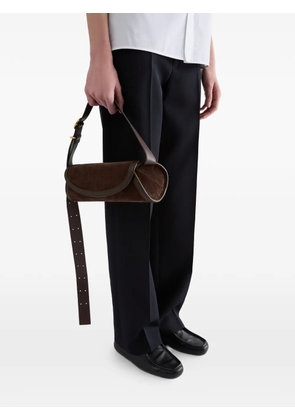 Jil Sander small Cannolo suede clutch bag - Brown