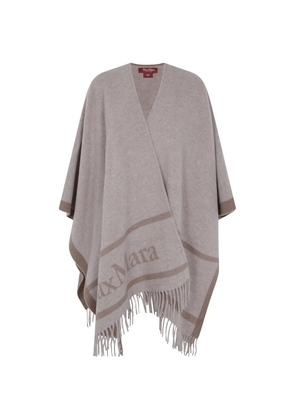 Max Mara logo-print fringed cape - Brown