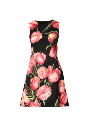Dolce & Gabbana floral-print A-line mini dress - Black