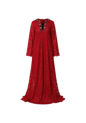 Dolce & Gabbana floral-lace rhinestone-embellished dress - Red