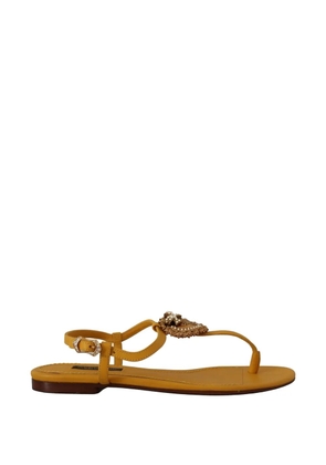 Dolce & Gabbana Devotion embellished leather sandals - Yellow