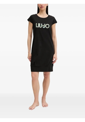 LIU JO logo-print short-sleeve midi dress - Black