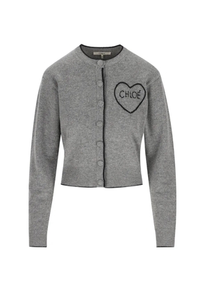 Chloé heart-motif button-up cardigan - Grey