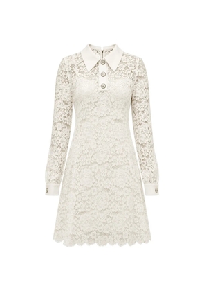 Dolce & Gabbana floral-lace collared mini dress - White
