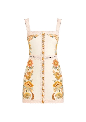 FARM Rio mini Ligia floral-print crochet-trim dress - Neutrals