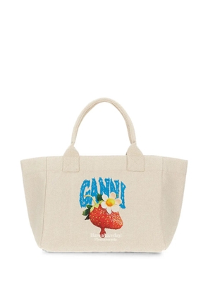GANNI cotton tote bag - Neutrals