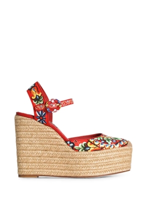 Dolce & Gabbana Carretto-print wedge sandals - Red