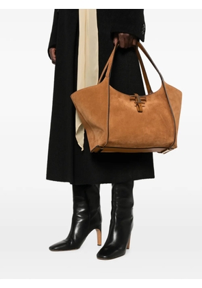 Tod's T Timeless suede tote bag - Brown