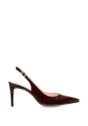 Stuart Weitzman Power croc-effect slingback heeled pumps - Brown