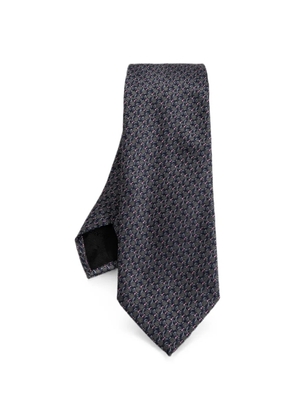 Ferragamo Gancini-pattern silk tie - Grey