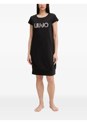 LIU JO logo-print short-sleeve midi dress - Black