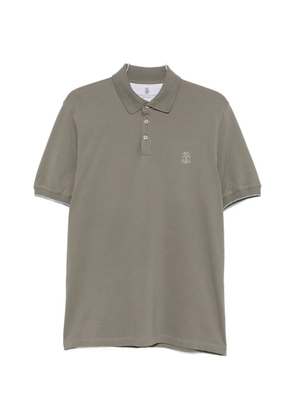 Brunello Cucinelli logo-embroidered cotton polo shirt - Green