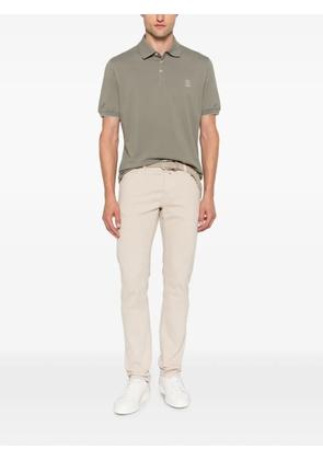 Brunello Cucinelli logo-embroidered cotton polo shirt - Green