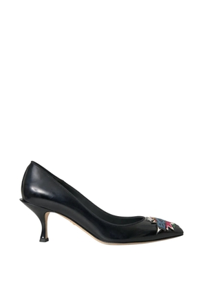 Dolce & Gabbana patch-embellished leather heeled pumps - Black
