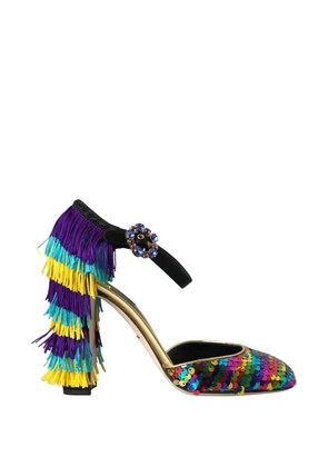 Dolce & Gabbana sequin-embellished fringed pumps - Black