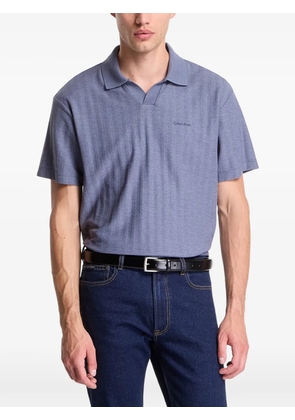 Calvin Klein logo-embroidered ribbed T-shirt - Blue