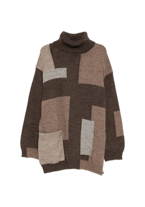 Yohji Yamamoto patchwork sweater - Brown